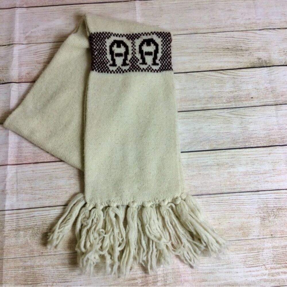 70s/80s Etienne Aigner knit cream scarf. Vintage